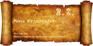 Menz Krisztofer névjegykártya